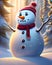 Cartoon Snowman in the snow