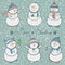 Cartoon snowmen set, christmas illustration