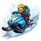 Cartoon Snowmobile Skier Sticker - Adventurecore Auto Body Works