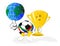 Cartoon soccer ball the champion