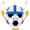 Cartoon soccer ball. A football fan. The Finnish national team.