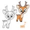 Cartoon soft toy dappled deer outlined and color for coloring book