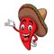 Cartoon sombrero hot chili mascot