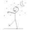 Cartoon of Somnambulant Man Sleepwalking in Night