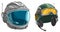 Cartoon space astronaut and army soldier helmet