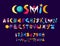 Cartoon space font, universe type, galaxy typeface