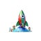 Cartoon space rocket with kids on a white background Ai generative