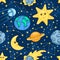 Cartoon space seamless pattern