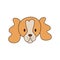 Cartoon spaniel dog head isolated. Colored vector illustration of a redhead dogs head with an outline on a white