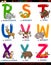 Cartoon spanish alphabet with animals