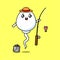 cartoon sperm ready fishing wear fishing equipment