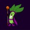 Cartoon spinach vegetable wizard with magic staff