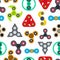 Cartoon Spinner Toy Seamless Pattern Background. Vector