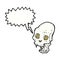 cartoon spooky vampire skull with speech bubble