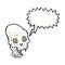 cartoon spooky vampire skull with speech bubble