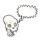 cartoon spooky vampire skull with speech bubble