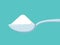 Cartoon spoon with salt or sugar. concept of teaspoon with yoghurt or sour cream for healthy cooking