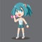 Cartoon Sport Girl with pink dumbbell