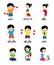 Cartoon sport people icon set