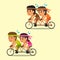 Cartoon sport people ride tandem bicycles