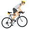 Cartoon sportsman bicyclist in helmet riding bicycle in sportswear