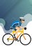 Cartoon sportsman bicyclist in helmet riding bicycle in sportswear