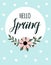 Cartoon spring card with cute floral frame