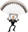 Cartoon Spy in Tuxedo Parachuting