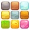 Cartoon square buttons set, app icons