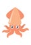 Cartoon squid on white background, vector