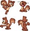 Cartoon squirrel with different expressions and poses