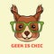 Cartoon squirrel geek. Squirrel in smart eyeglasses. Vector illustration.