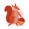 Cartoon Squirrel Playing with Acorn Vector Illustration