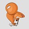 Cartoon squirrel with a sly face riding a scooter. active lifestyle, recreation, sports. Vector sticker