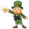 Cartoon St Patrick\'s Day, Leprechaun with mug beer