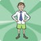 Cartoon standing businessman in boxer shorts