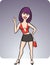 Cartoon standing girl in mini skirt