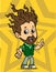 Cartoon standing long haired bearded boy character