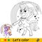 Cartoon standing unicorn kids coloring book page vector