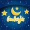 Cartoon star and moon wishing good night. Vector background EPS10.