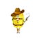 Cartoon starfruit ranger character with pistol