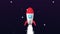 Cartoon Startup Rocket Jet flying into the Space Background