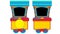 Cartoon steam train on tracks on white background space for text - illustration for children kids