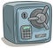 Cartoon steel safe box with lock vector icon