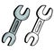 Cartoon steel wrench vector icon for coloring