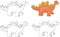 Cartoon stegosaurus. Coloring book and dot to dot game for kids