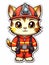 Cartoon sticker sweet kitten dressed as a fireman, AI