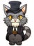 Cartoon sticker sweet kitten dressed as a Hasidic Jew, AI