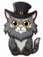 Cartoon sticker sweet kitten dressed as a Hasidic Jew, AI