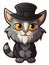 Cartoon sticker sweet kitten dressed as a Hasidic Jew, AI